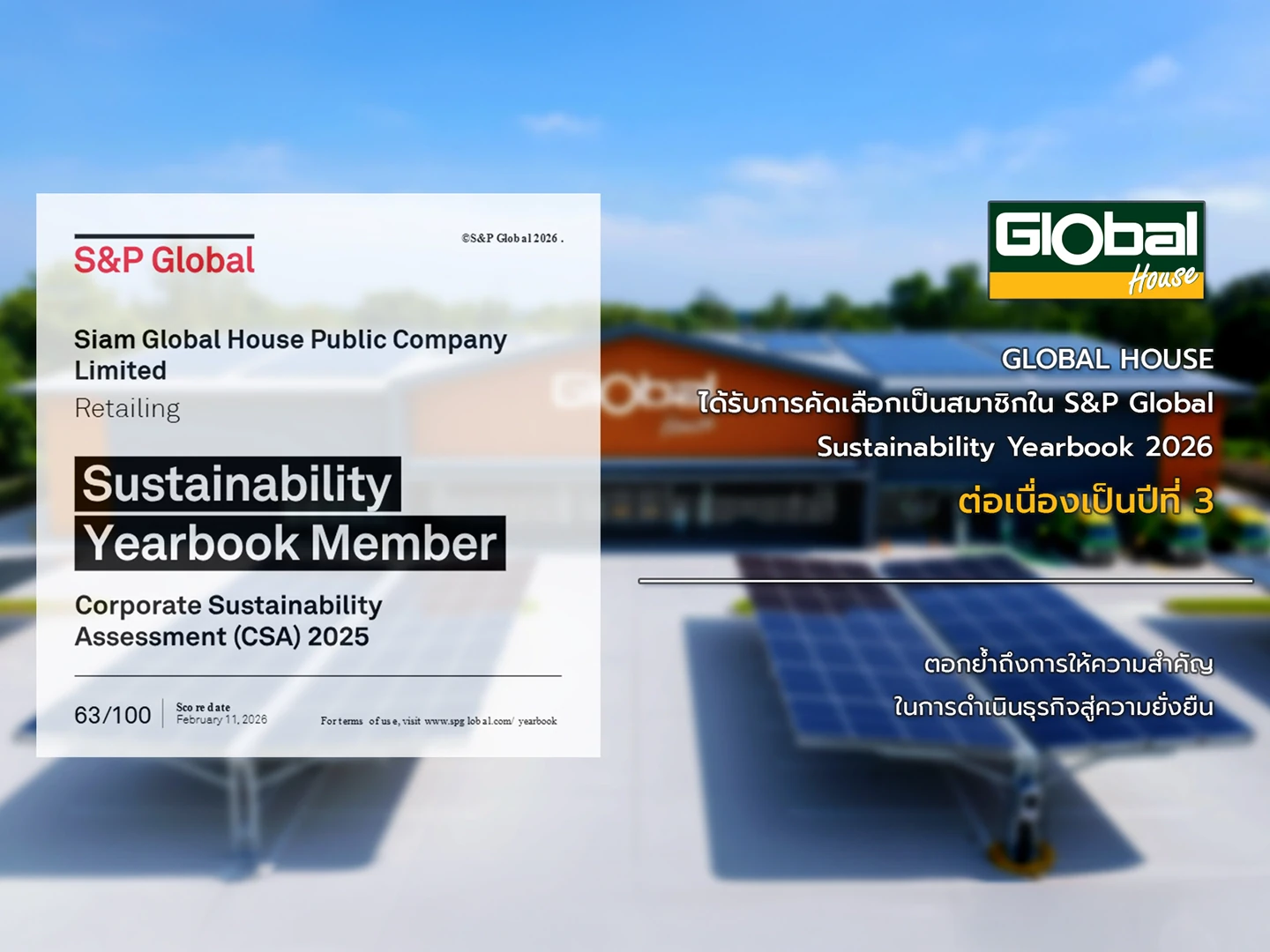 GLOBAL ติดอันดับความยั่งยืนโลก ต่อเนื่องปีที่ 3 ตอกย้ำผู้นำค้าปลีกไทยบนเวทีสากล